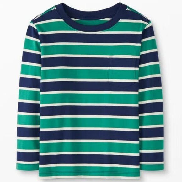 HANNA ANDERSSON Long Sleeve Colton Shirt Blue & Green Stripe - 130 (8) (NWT) - Picture 1 of 6